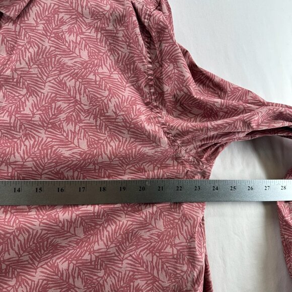 A-FRAME Stretch Button-Up Shirt Mens Size XL Regular Fit Leaf Print Pink/Red - Picture 8 of 11